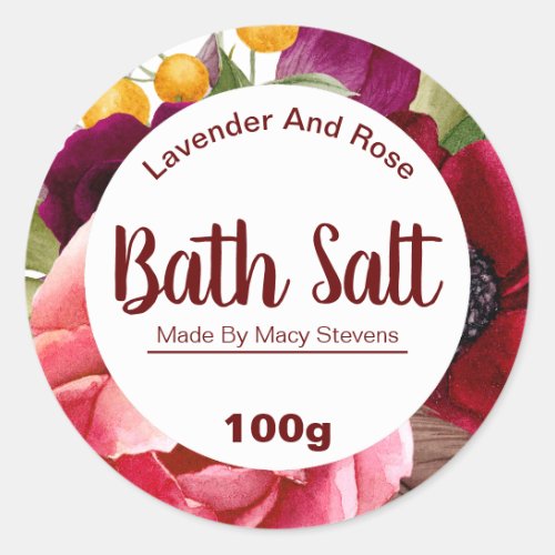 White And Floral Bath Salt Labels
