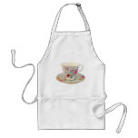 White and Floral Tea Cup and Saucer Apron