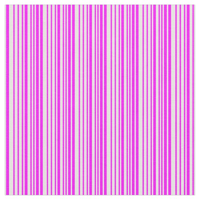 White and Fuchsia Colored Striped Pattern Fabric (Close Up)