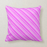 [ Thumbnail: White and Fuchsia Colored Striped Pattern Pillow ]