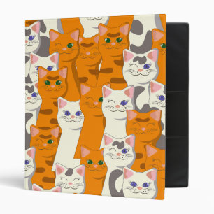 White and ginger cats pattern green eyes blue eyes 3 ring binder
