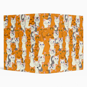 White and ginger cats pattern green eyes blue eyes 3 ring binder