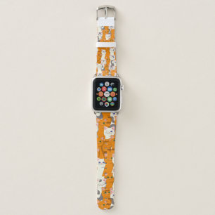 White and ginger cats pattern green eyes blue eyes apple watch band