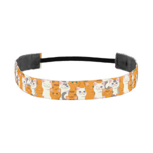 White and ginger cats pattern green eyes blue eyes athletic headband