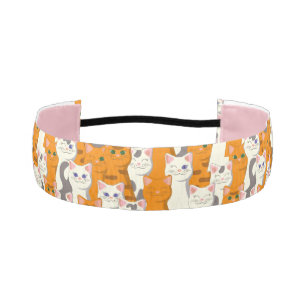 White and ginger cats pattern green eyes blue eyes athletic headband