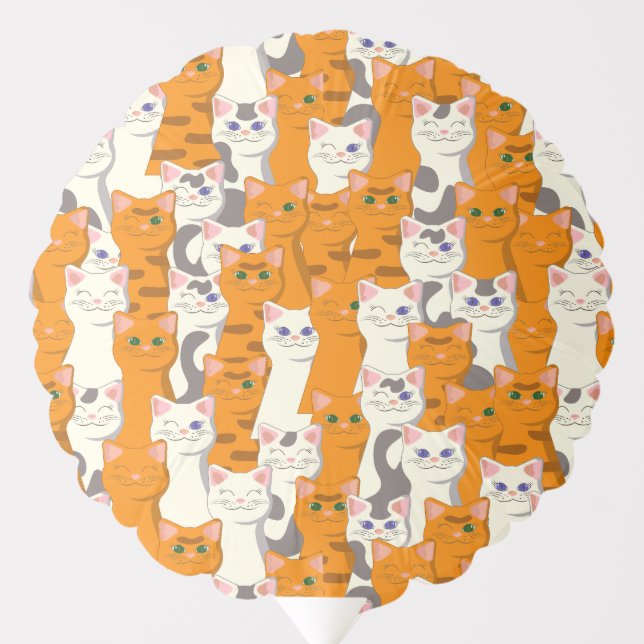 White and ginger cats pattern green eyes blue eyes balloon (Front)