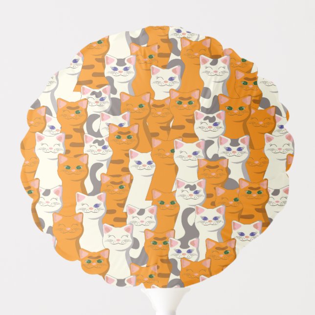 White and ginger cats pattern green eyes blue eyes balloon (Front)