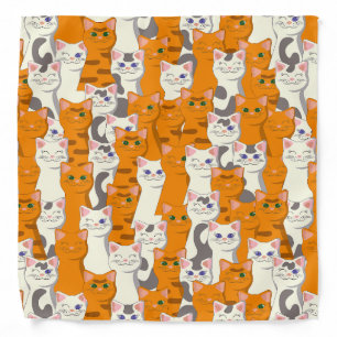 White and ginger cats pattern green eyes blue eyes bandana