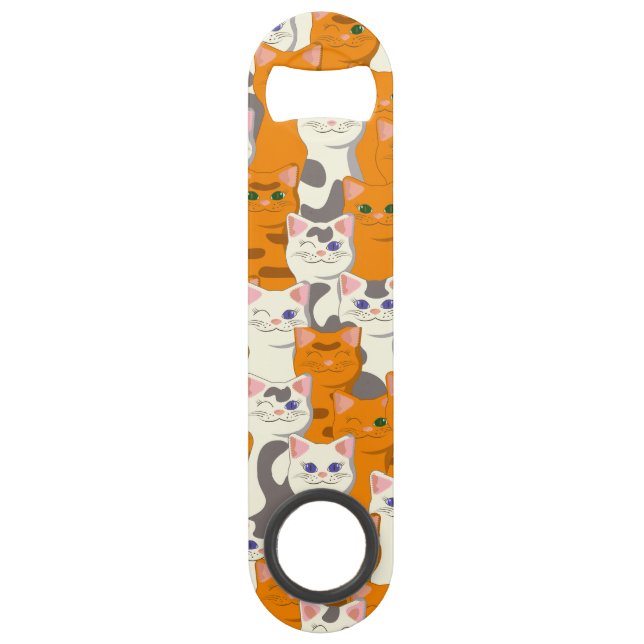 White and ginger cats pattern green eyes blue eyes bar key (Front)