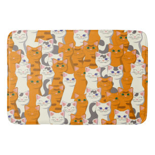 White and ginger cats pattern green eyes blue eyes bath mat