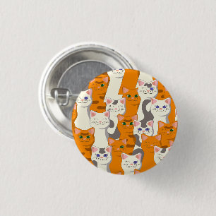 White and ginger cats pattern green eyes blue eyes button