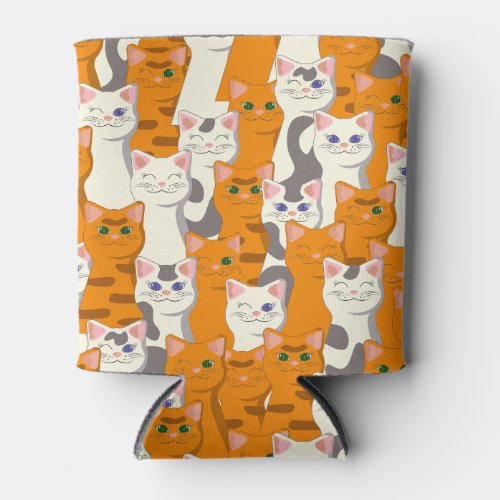 White and ginger cats pattern green eyes blue eyes can cooler