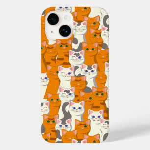 White and ginger cats pattern green eyes blue eyes Case-Mate iPhone 14 case