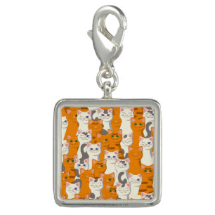 White and ginger cats pattern green eyes blue eyes charm