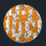 White and ginger cats pattern green eyes blue eyes dart board<br><div class="desc">Seamless pattern with white,  ginger,  stripped,  tabby and spotted cats</div>