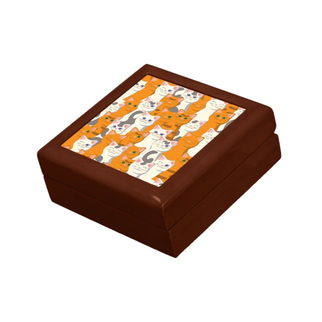White and ginger cats pattern green eyes blue eyes gift box (Side)