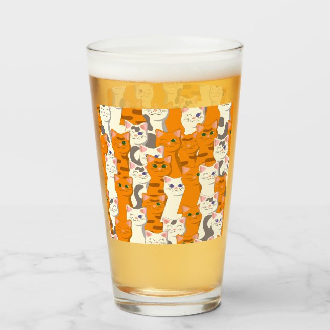 White and ginger cats pattern green eyes blue eyes glass (Front Filled)