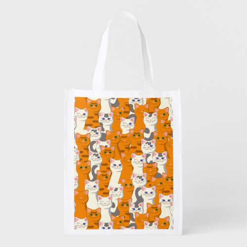 White and ginger cats pattern green eyes blue eyes grocery bag