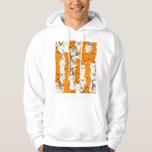 White and ginger cats pattern green eyes blue eyes hoodie