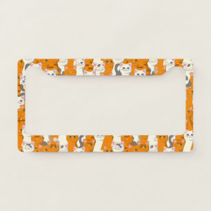 White and ginger cats pattern green eyes blue eyes license plate frame