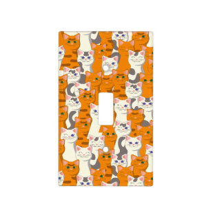 White and ginger cats pattern green eyes blue eyes light switch cover