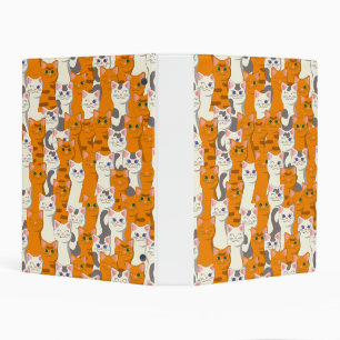 White and ginger cats pattern green eyes blue eyes mini binder