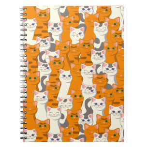White and ginger cats pattern green eyes blue eyes notebook