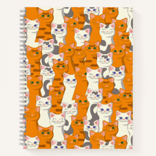 White and ginger cats pattern green eyes blue eyes notebook