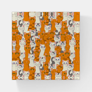 White and ginger cats pattern green eyes blue eyes paperweight