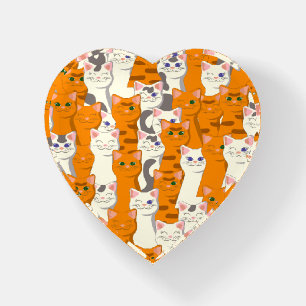 White and ginger cats pattern green eyes blue eyes paperweight