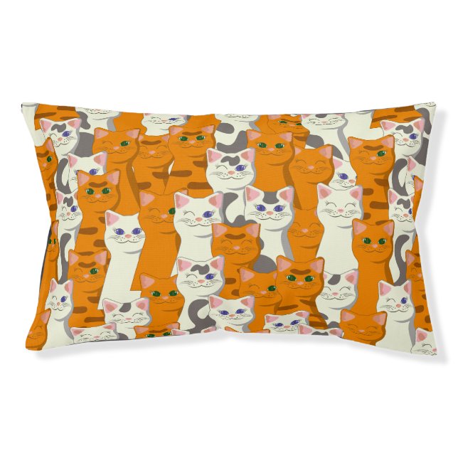 White and ginger cats pattern green eyes blue eyes pet bed (Front)