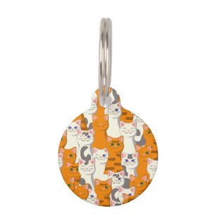 White and ginger cats pattern green eyes blue eyes pet ID tag