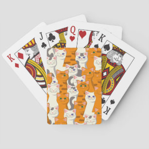 White and ginger cats pattern green eyes blue eyes poker cards