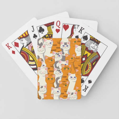 White and ginger cats pattern green eyes blue eyes poker cards