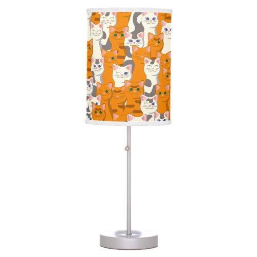 White and ginger cats pattern green eyes blue eyes table lamp