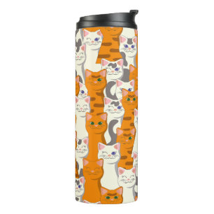 White and ginger cats pattern green eyes blue eyes thermal tumbler
