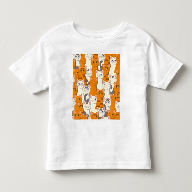 White and ginger cats pattern green eyes blue eyes toddler t-shirt (Front)