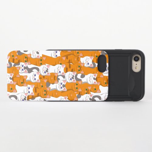 White and ginger cats pattern green eyes blue eyes iPhone 87 slider case