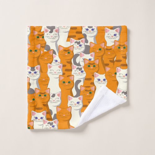 White and ginger cats pattern green eyes blue eyes wash cloth