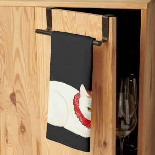 White and Ginger Japanese Cat Kitchen Towel