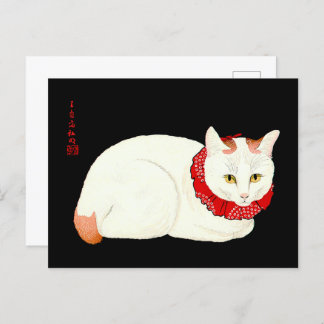 White and Ginger Japanese Cat Postcard