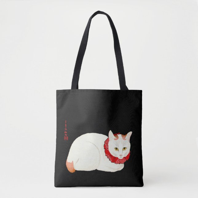 White and Ginger Japanese Cat Tote Bag (Front)