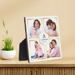 White and Gold 4 Pictures Family Photo Collage Plaque<br><div class="desc">Upload your favorite photos to make your own unique personalized keepsake photo gift.</div>