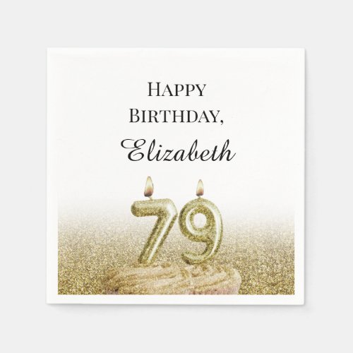 White and Gold 79th Birthday Napkins