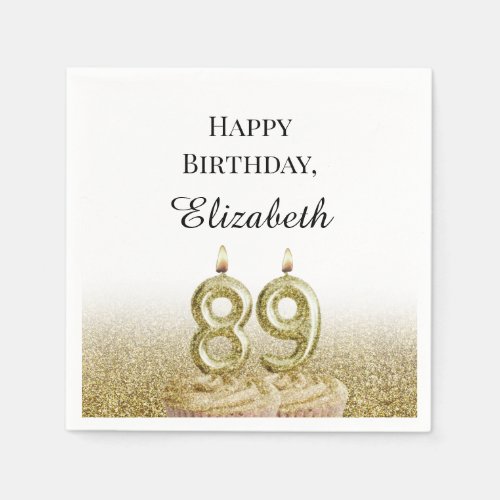 White and Gold 89th Birthday Napkins