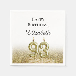 White and Gold 93rd Birthday Napkins