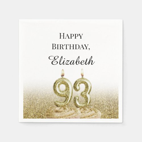 White and Gold 93rd Birthday Napkins