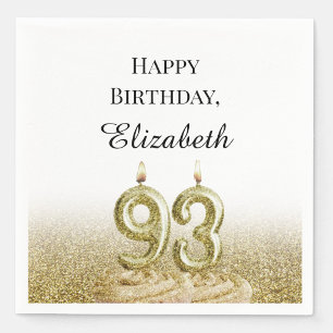 White and Gold 93rd Birthday Napkins