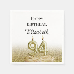 White and Gold 94th Birthday Napkins