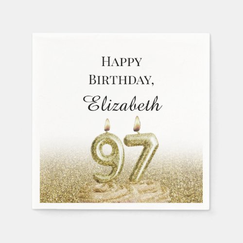 White and Gold 97th Birthday Napkins